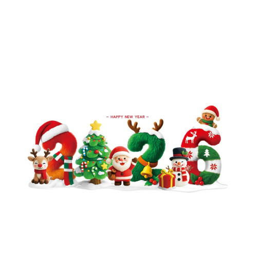 夢幻2026聖誕節裝飾雪人玻璃貼紙商場玻璃門貼創意聖誕老人靜電貼