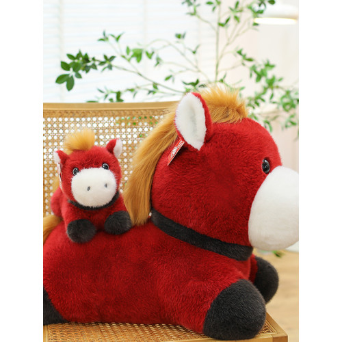 2026馬年吉祥物公仔生肖玩偶擺件棗紅嘟嘟馬毛絨玩具元旦新年禮物