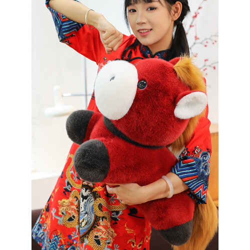 2026馬年吉祥物公仔生肖玩偶擺件棗紅嘟嘟馬毛絨玩具元旦新年禮物