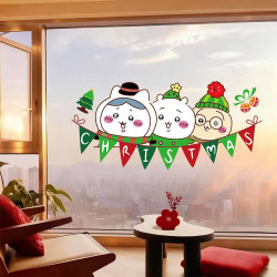 2026耶誕聖誕節裝飾貼紙聖誕樹chiikawa吉伊卡哇櫥窗玻璃門貼窗貼