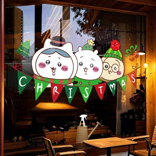 2026耶誕聖誕節裝飾貼紙聖誕樹chiikawa吉伊卡哇櫥窗玻璃門貼窗貼
