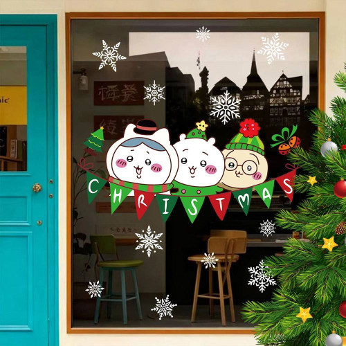 2026耶誕聖誕節裝飾貼紙聖誕樹chiikawa吉伊卡哇櫥窗玻璃門貼窗貼