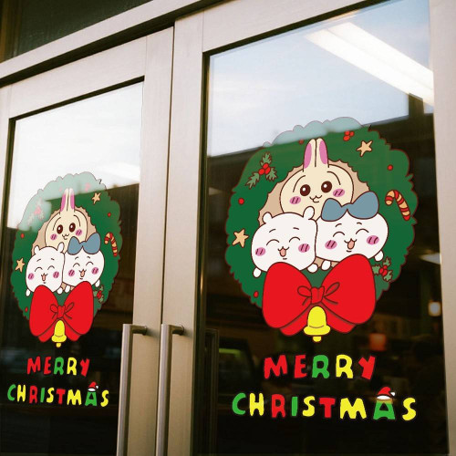 2026新年聖誕節裝飾貼紙聖誕樹chiikawa吉伊卡哇櫥窗玻璃門貼窗貼