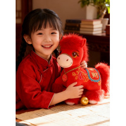 2026馬年吉祥物公仔招財納福小馬玩偶生肖馬毛絨玩具擺件新年禮物