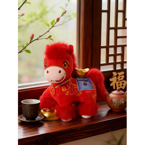 2026馬年吉祥物公仔招財納福小馬玩偶生肖馬毛絨玩具擺件新年禮物
