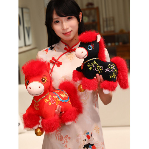 2026馬年吉祥物公仔招財納福小馬玩偶生肖馬毛絨玩具擺件新年禮物