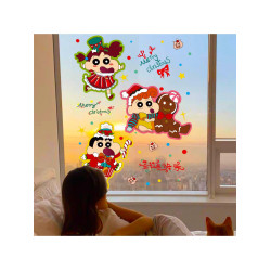 2026聖誕節靜電貼櫥窗玻璃門耶誕雪花貼紙春節窗貼畫窗花創意貼紙