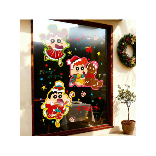 2026聖誕節靜電貼櫥窗玻璃門耶誕雪花貼紙春節窗貼畫窗花創意貼紙