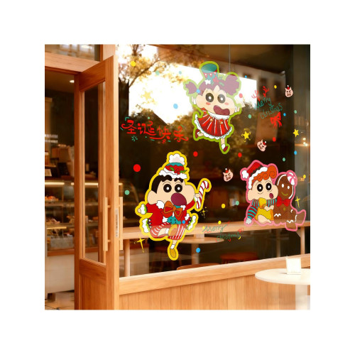 2026聖誕節靜電貼櫥窗玻璃門耶誕雪花貼紙春節窗貼畫窗花創意貼紙