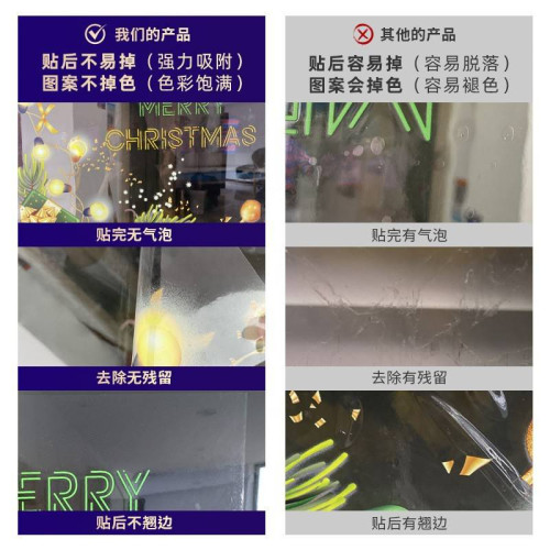 新款聖誕節裝飾花環靜電貼玻璃窗戶蝴蝶結鈴鐺貼紙2026
