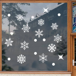 2026聖誕節裝飾品白色小雪花靜電玻璃窗花貼雪人櫥窗裝扮貼紙