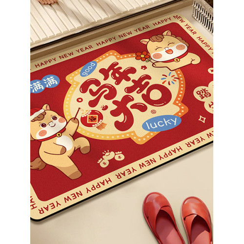 2026馬年矽藻泥地墊衛生間吸水防滑浴室腳墊新年紅色喜慶耐髒墊子 2026馬年矽藻泥地墊衛生間吸水防滑浴室腳墊新年紅色喜慶耐髒墊子