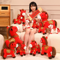 2026馬年吉祥物公仔生肖玩偶擺件馬上有錢毛絨玩具小馬新年禮物