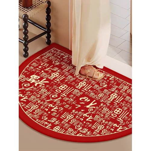 2026春節百福半圓形紅色喜慶地墊美容美甲美睫店門口新年裝飾腳墊