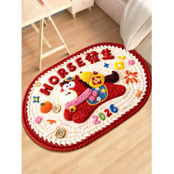 2026馬年創意卡通醒獅客廳衛生間地墊新年裝飾腳墊臥室吸水防滑墊