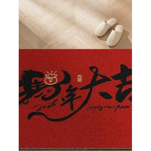 馬年2026新年入戶地墊家用易打理絲圈腳墊玄關室內防滑可裁剪地墊