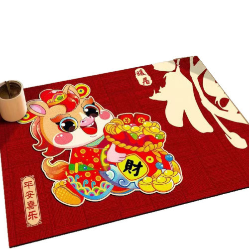 2026新年入戶門地墊玄關紅色春節喜慶腳墊馬年家用蹭腳墊過年地毯