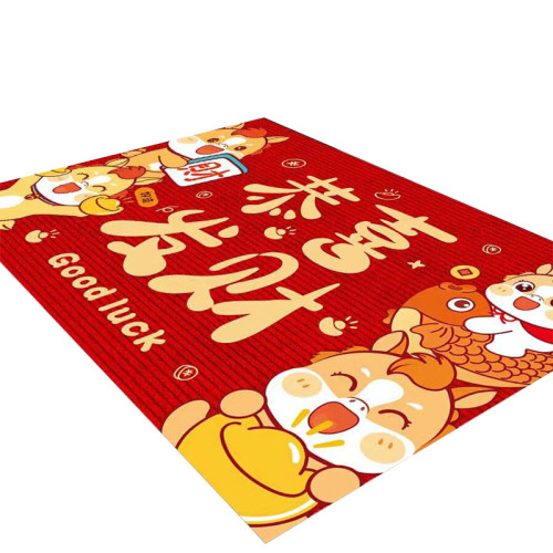 2026馬年新年卡通喜慶地墊進門玄關入戶門地墊浴室水晶絨蹭腳門墊