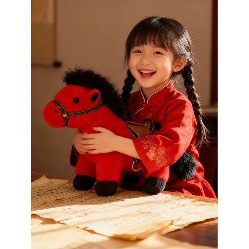 2026馬年吉祥物玩偶戰馬公仔擺件毛絨玩具馬生肖年會禮品新年禮物
