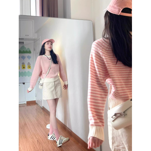 粉色多巴胺減齡毛衣女2025秋季慵嬾風時尚氣質上衣寬鬆顯瘦針織衫