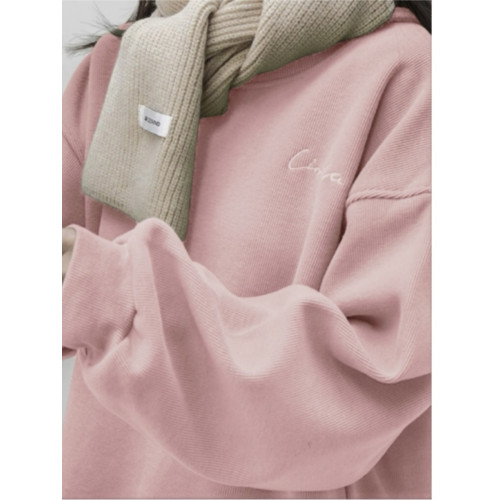 韓系甜美減齡藕粉色衛衣女春秋薄款寬鬆百搭休閒多巴胺上衣2025新