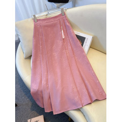 國風提花粉色半身裙女裝新中式馬面長裙春2025新款氣質a字百