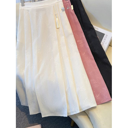 國風提花粉色半身裙女裝新中式馬面長裙春2025新款氣質a字百