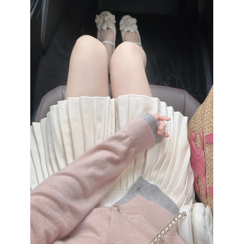 秋冬穿搭上衣粉色假兩件打底衫毛衣女秋冬小個子設計感小衆針織衫