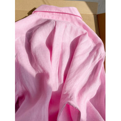 今年流行粉色棉麻高級感襯衫女春夏季2023年新款防曬長袖別致上衣