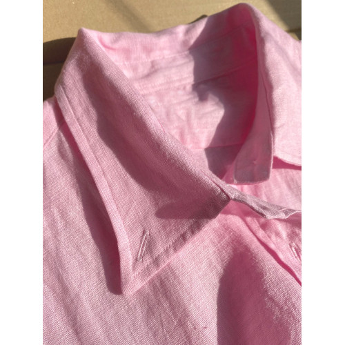 今年流行粉色棉麻高級感襯衫女春夏季2023年新款防曬長袖別致上衣