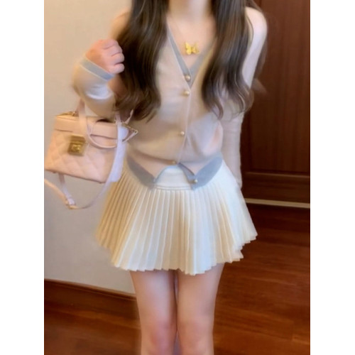 新年穿搭粉色假兩件毛衣女秋冬2026新款針織衫巨好看韓系外套上衣