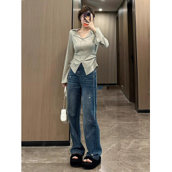 大碼粉色V領長袖針織衫女秋季胖mm收腰顯瘦內搭外穿打底小衫上衣