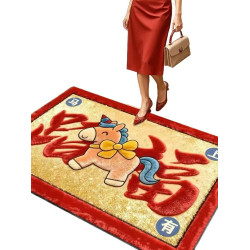 2026馬年卡通矽藻泥防滑地墊商場酒店商鋪門店家用浴室門口防塵墊