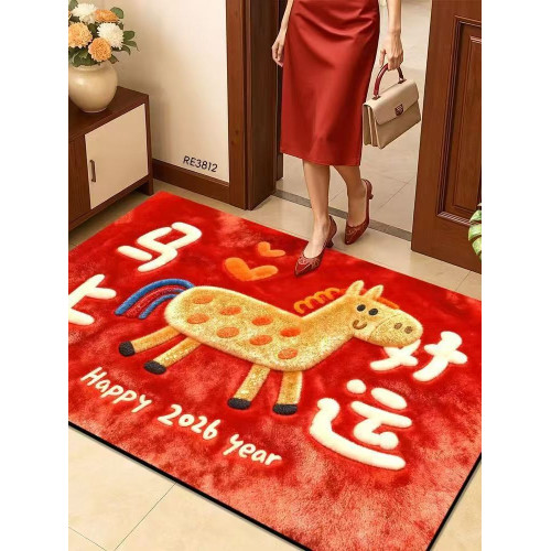 2026馬年卡通矽藻泥防滑地墊商場酒店商鋪門店家用浴室門口防塵墊