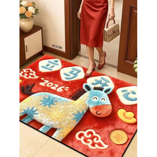 2026馬年卡通矽藻泥防滑地墊商場酒店商鋪門店家用浴室門口防塵墊