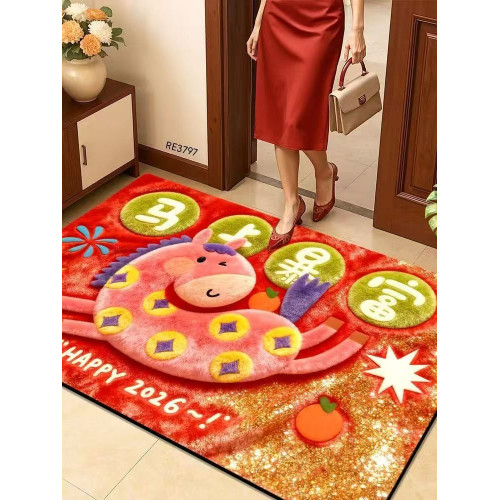 2026馬年卡通矽藻泥防滑地墊商場酒店商鋪門店家用浴室門口防塵墊