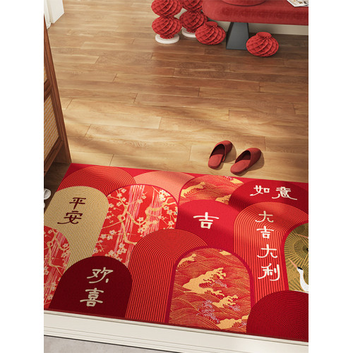 2026馬年春節入戶門裝飾絲圈地墊門店商鋪家居門口防滑耐髒腳墊