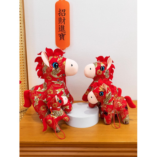 2026馬年吉祥物可愛毛絨玩偶玩具新年客廳裝飾精緻好運生肖馬擺件