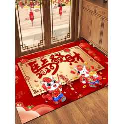 2026馬年入戶門地墊家用紅色喜慶腳踏墊室外大門口水晶絨地墊