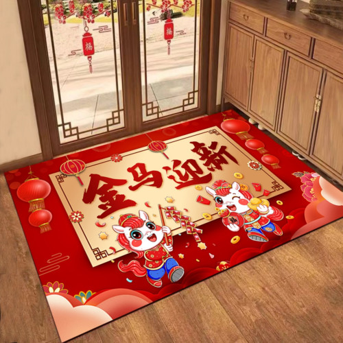 2026馬年地墊新年門墊入戶門地毯大門口腳墊春節春節氛圍場景裝飾