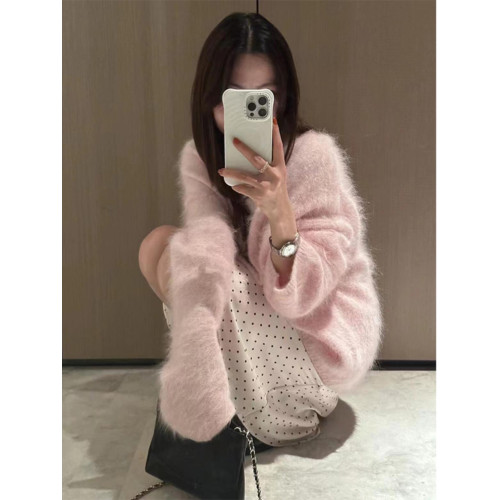 嬭系穿搭軟糯粉色水貂絨毛衣女2026冬季慵嬾風嬭fufu馬海毛針織衫 嬭系穿搭軟糯粉色水貂絨毛衣女2026冬季慵嬾風嬭fufu馬海毛針織衫