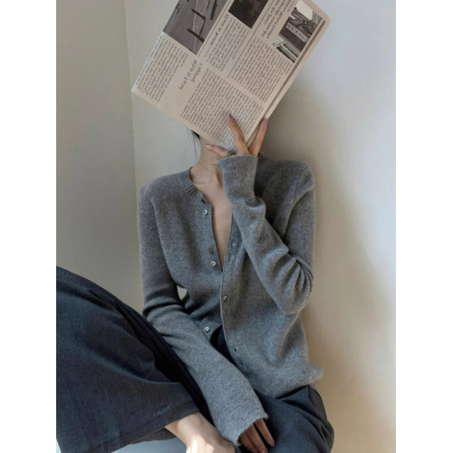 樹莓粉色針織開衫外套女秋冬別致絕美內搭打底毛衣歐貨高級感上衣