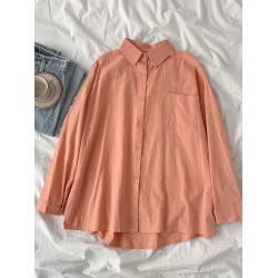 粉色襯衫女裝春秋2025新款慵嬾風寬鬆長袖上衣小個子襯衣百搭外套