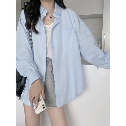 粉色襯衫女裝春秋2025新款慵嬾風寬鬆長袖上衣小個子襯衣百搭外套