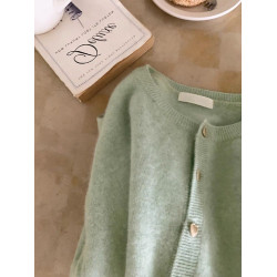 粉色軟糯針織開衫女秋冬漂亮高級感超好看上衣小香風圓領毛衣外套