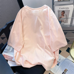 嬭系軟妹可愛粉色純棉短袖t恤女夏季寬鬆vintage洋氣減齡半袖上衣