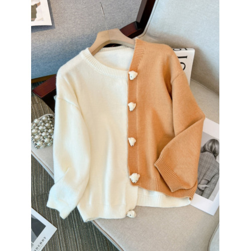 嬭fufu軟糯毛衣外套女早秋季大碼胖mm顯瘦不規則粉色針織開衫上衣