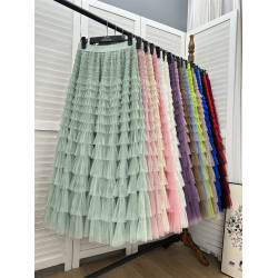 粉色紗裙網紗裙蛋糕裙半身裙女夏2024新款高個子蓬蓬裙子半裙長裙