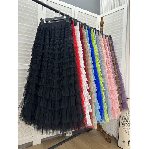 粉色紗裙網紗裙蛋糕裙半身裙女夏2024新款高個子蓬蓬裙子半裙長裙