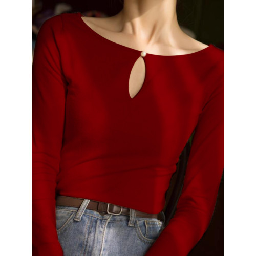 設計感小衆兩穿針織打底衫女秋冬純欲風修身顯瘦內搭性感新年上衣